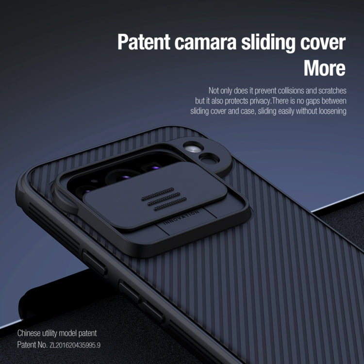 Black phone case with sliding camera cover and ribbed protective edges