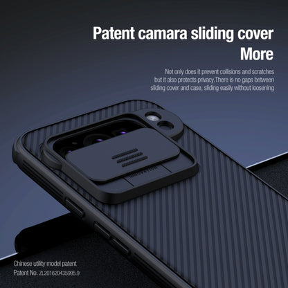 Black phone case with sliding camera cover and ribbed protective edges