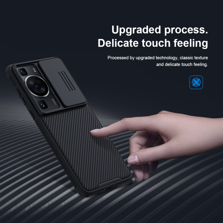 NILLKIN CamShield Pro phone case for Huawei P60 Pro, black ribbed texture with matte finish