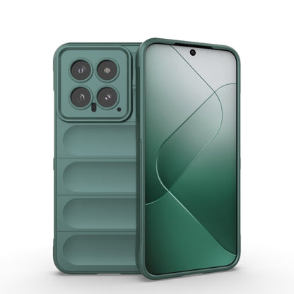 Dark green phone case with raised camera cutout and layered bumper design