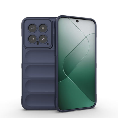 Dark blue TPU flannel phone case with textured grip and camera cutouts