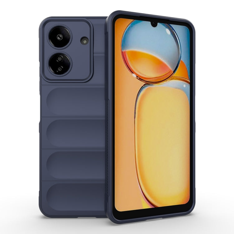 Dark blue TPU flannel phone case with raised edge and camera cutouts