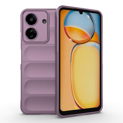 Purple TPU flannel phone case with raised edge and camera cutouts