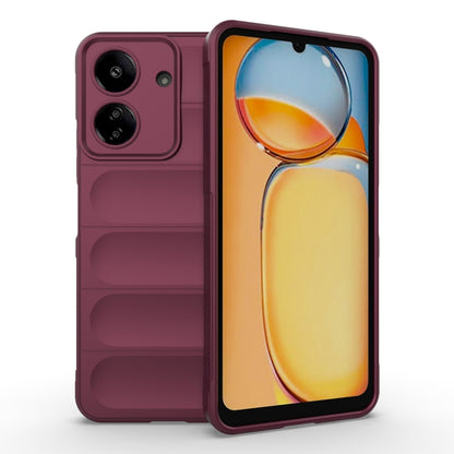 Wine red TPU flannel phone case with raised edge and camera cutouts