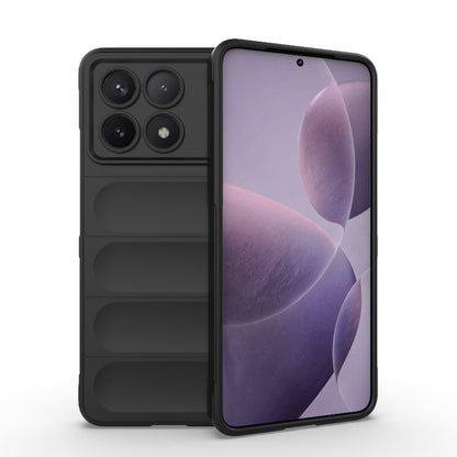 Black TPU phone case with flannel lining, raised camera openings and protective edges