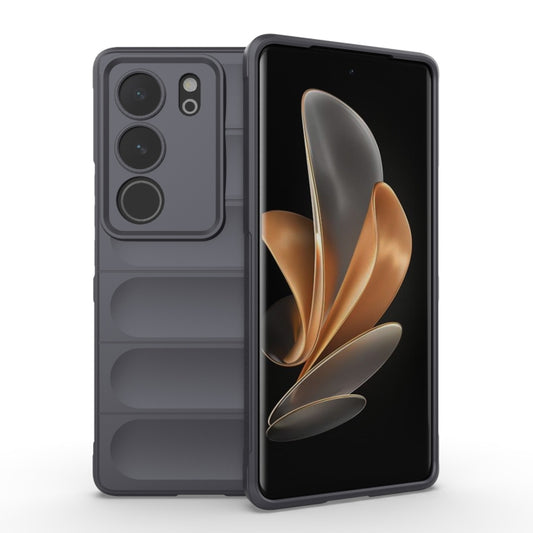 Gray TPU phone case with soft lining and raised camera protection