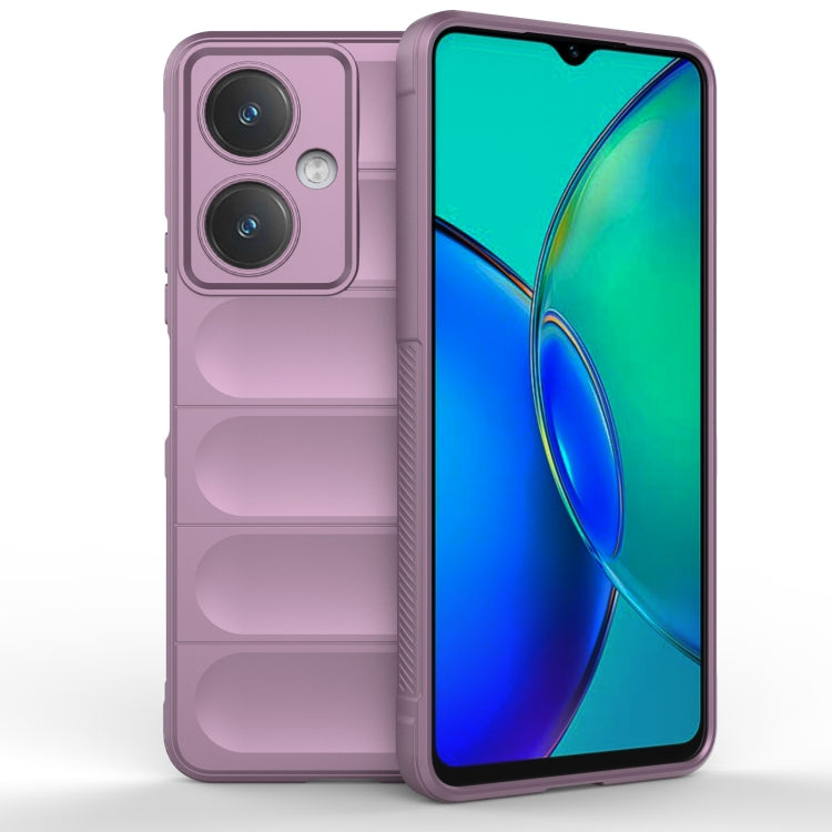 Purple TPU phone case with flannel texture, raised camera cutouts and lip