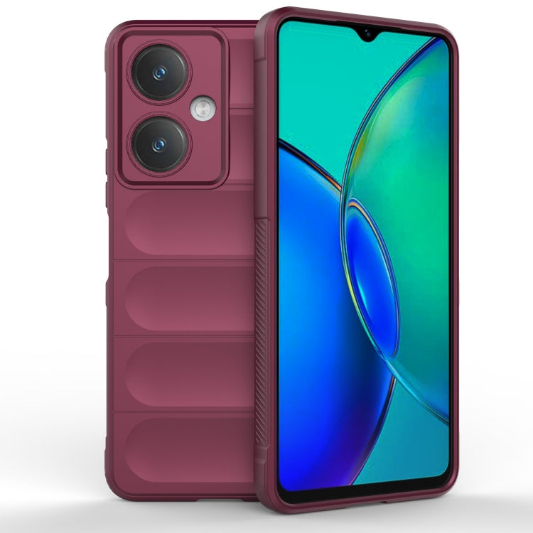 Wine red TPU phone case with flannel texture, raised camera cutouts and lip