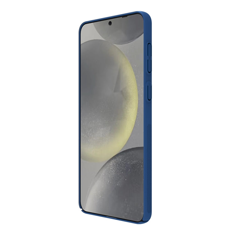 Blue phone case with cutouts and slim front bezel.