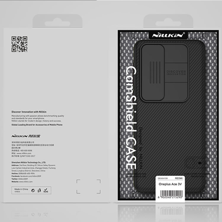 NILLKIN phone case retail box with OnePlus Ace 3V compatibility card.