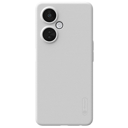 White frosted phone case with textured grip and dual camera cutouts