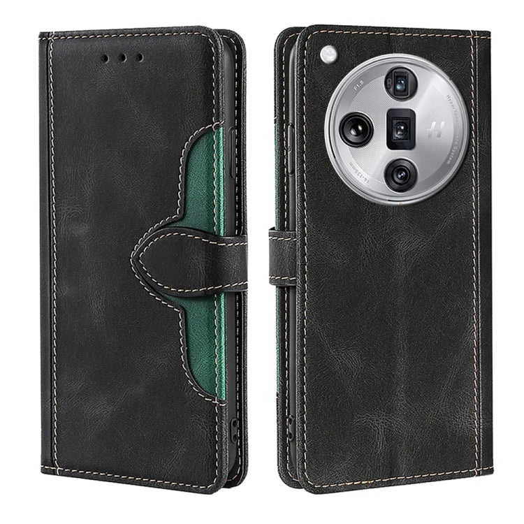 Black magnetic flip leather phone case with green card holder and camera cutout.