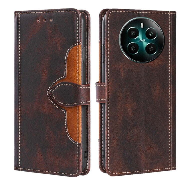 Magnetic leather phone case, brown with stitched card holder flap and secure magnetic strap