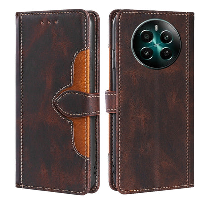 Magnetic leather phone case, brown with stitched card holder flap and secure magnetic strap