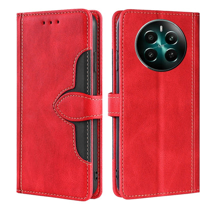Magnetic leather phone case, red with stitched card holder flap and magnetic strap