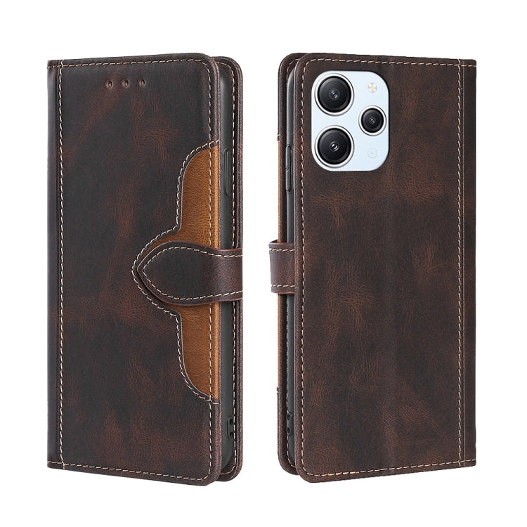 Brown leather flip phone case with magnetic buckle and inner card slot