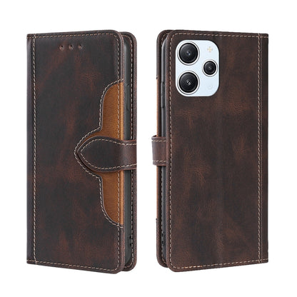 Brown leather flip phone case with magnetic buckle and inner card slot