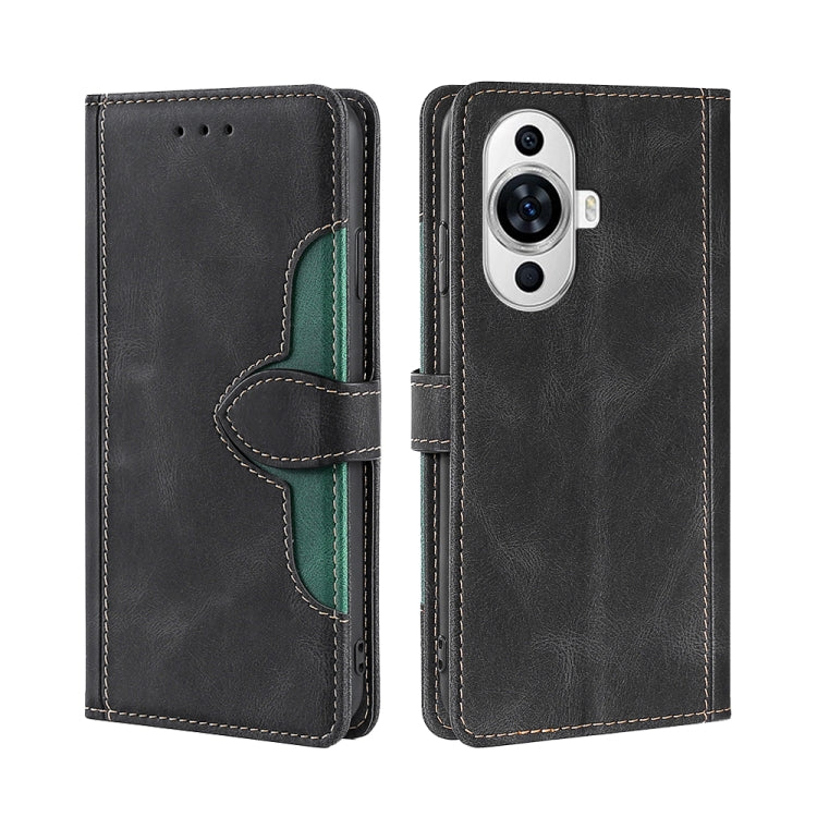Dark gray magnetic buckle leather phone case with card slots, wallet flap, camera cutout.