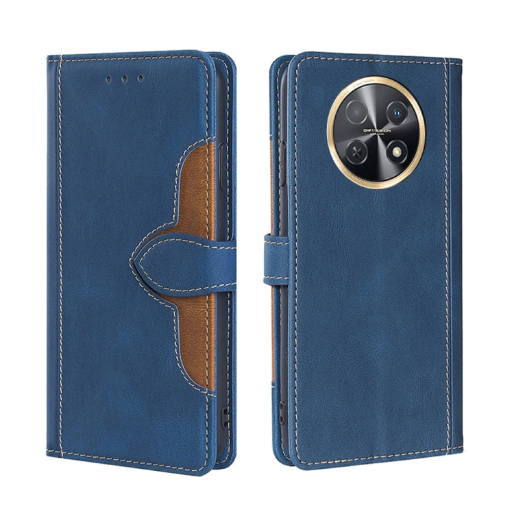 Blue magnetic buckle leather phone case with card slots, wallet flap, camera cutout.