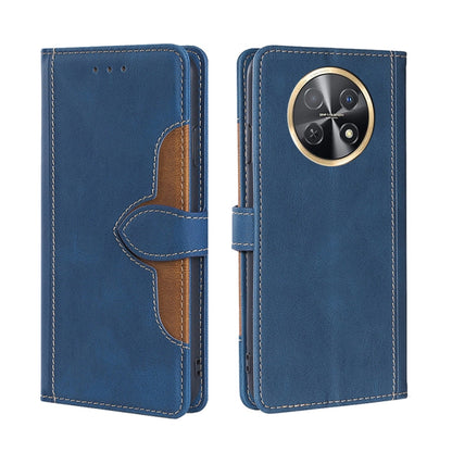 Blue magnetic buckle leather phone case with card slots, wallet flap, camera cutout.