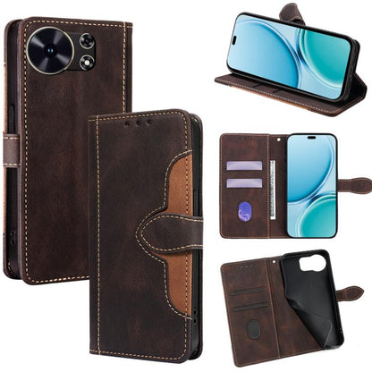 Magnetic leather wallet phone case, brown leather with tan stitching, card slots and stand