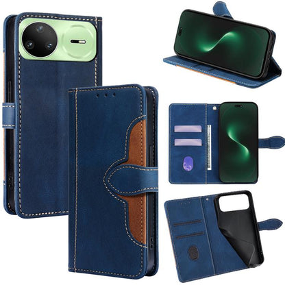 Blue leather magnetic buckle phone case with card slots and front flip cover