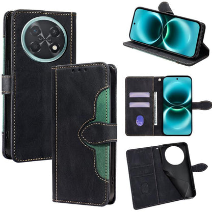 Magnetic buckle leather phone case with flip cover, card slots, and dark trim accents