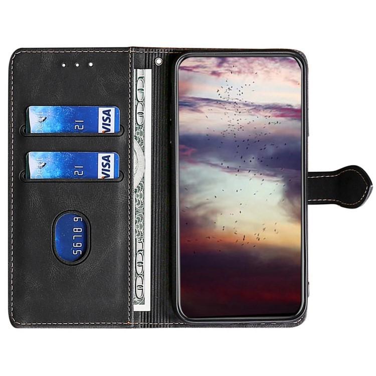 Black magnetic flip phone case with card compartments and visible card pocket slots