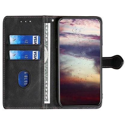 Black magnetic flip phone case with card compartments and visible card pocket slots