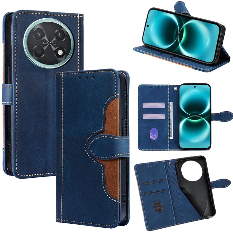Magnetic buckle leather flip phone case with card slots and blue finish