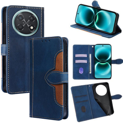 Magnetic buckle leather flip phone case with card slots and blue finish