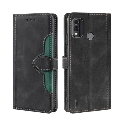 Black leather folio phone case with magnetic strap and precise port openings