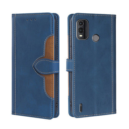 Blue leather magnetic buckle wallet phone case with flip cover and round magnetic plate