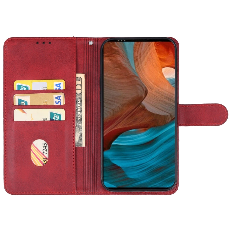 Red leather wallet phone case with card slots and magnetic flip cover