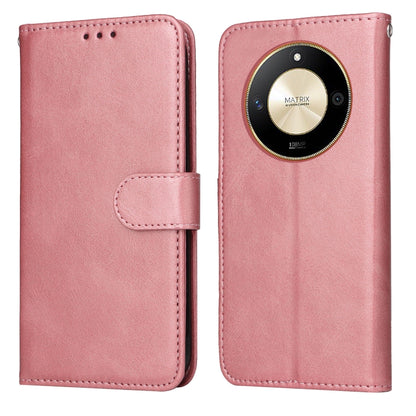 Rose gold flip leather phone case with magnetic closure and camera-cover cutout