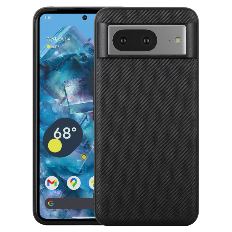 Black carbon-fiber texture phone case with silver camera bar and port openings