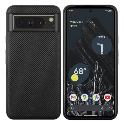 Black carbon-fiber texture phone case with camera cutouts for Pixel phones