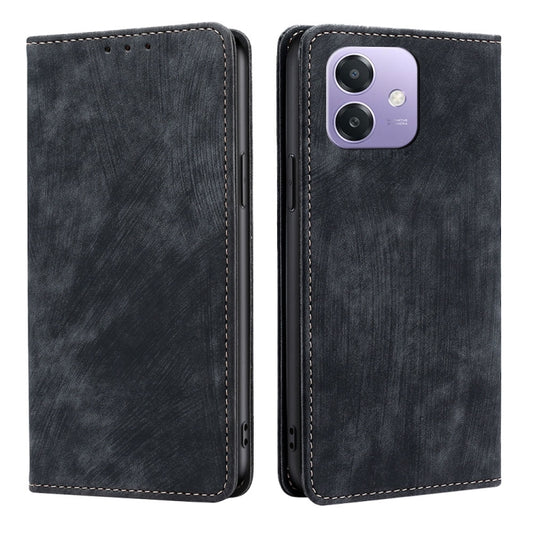 Dark gray leather-style magnetic phone case with card slots and stitched edges