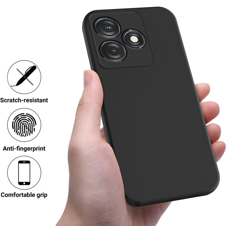Black liquid silicone shockproof phone case held in hand, camera protectors