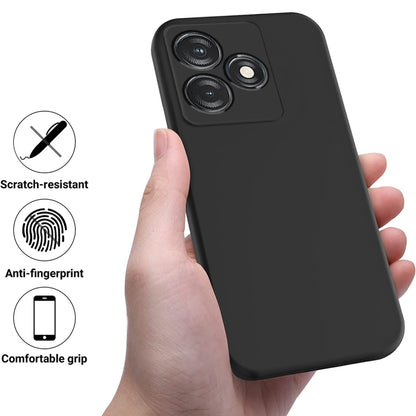 Black liquid silicone shockproof phone case held in hand, camera protectors