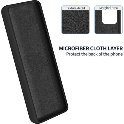Black liquid silicone phone case with microfiber cloth backing layer