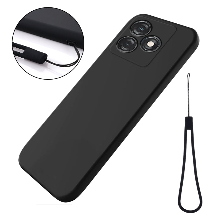 Black liquid silicone shockproof phone case with wrist lanyard