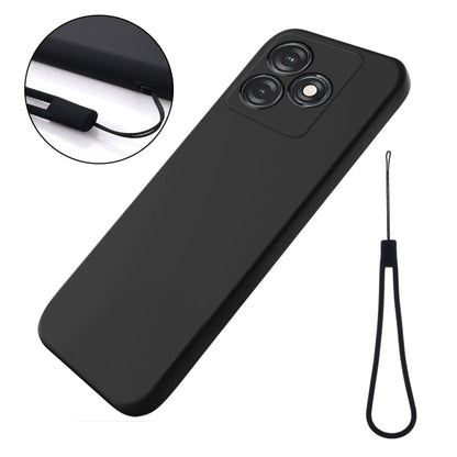 Black liquid silicone shockproof phone case with wrist lanyard