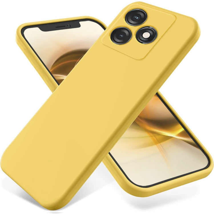 Yellow liquid silicone shockproof phone case with triple camera cutout