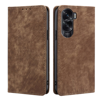 Brown leather magnetic phone case with camera cutout