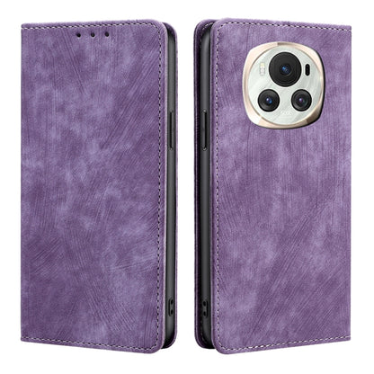 Purple leather magnetic phone case with camera cutout