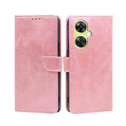 Calf-texture buckle flip leather phone case, rose gold with front flap and strap