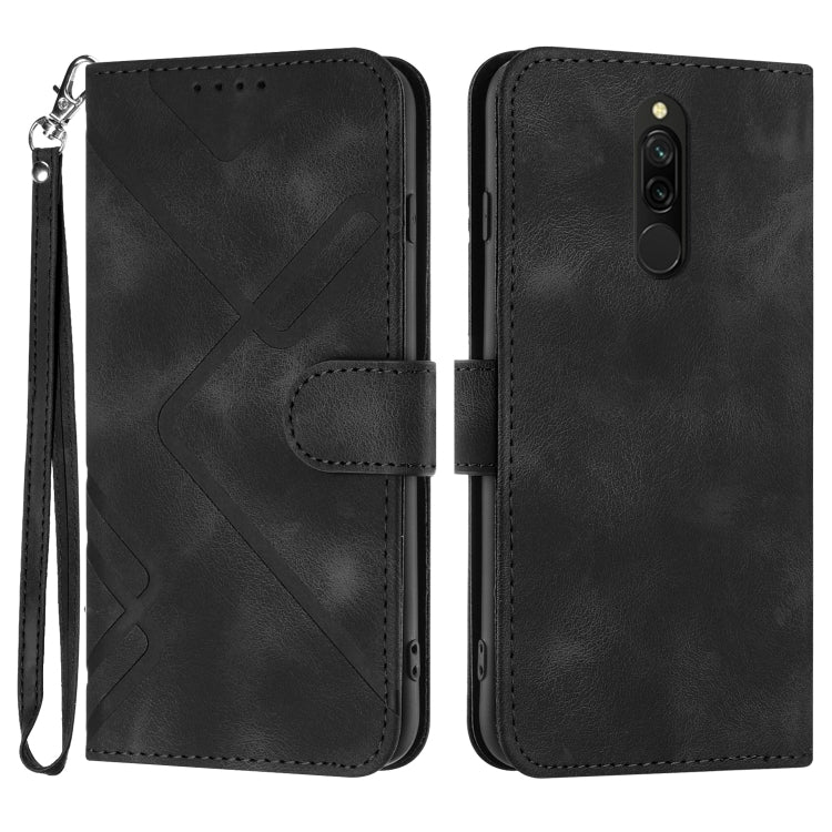 Black leather wallet phone case with wrist strap and card slot, folio cover