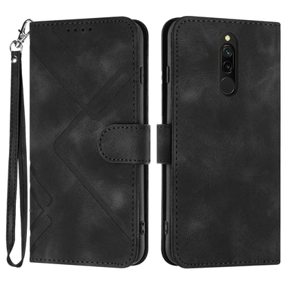 Black leather wallet phone case with wrist strap and card slot, folio cover