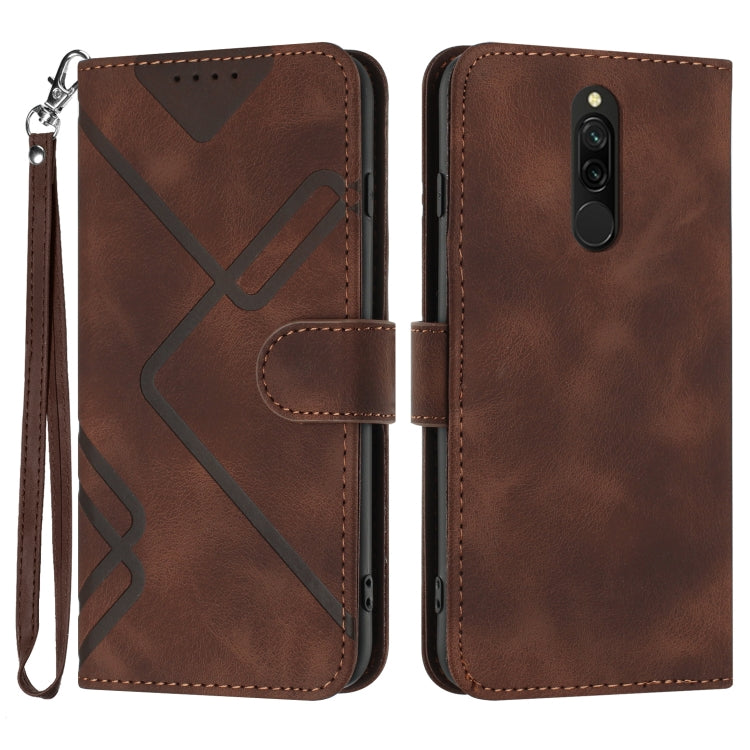 Brown leather wallet phone case with wrist strap and card slot, folio cover